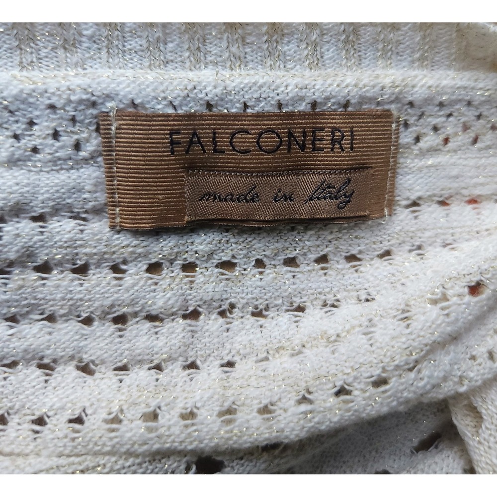 Vintage Falconeri Luxury Knit Sweater Womens Scoop Neck Open Weave Cream Small - Picture 6 of 6